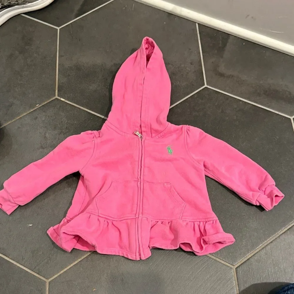 Ralph Lauren Pink Hoodie with Ruffle Detail 12M